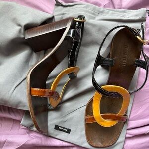 Miu Miu Black and Orange Women's Sandals